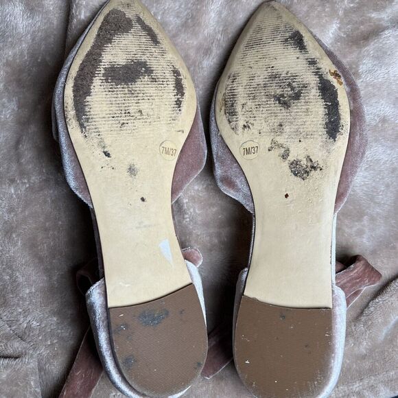 Sole Society So-Teena‎ Pink Blush Velvet Flats With Ribbon Tie Women's Size 7M - Picture 8 of 8